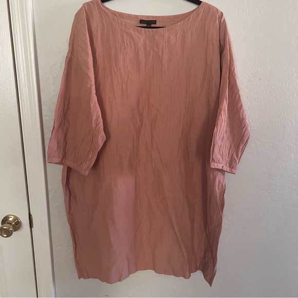EILEEN FISHER Rumpled-Texture 3/4-Sleeve Dress.